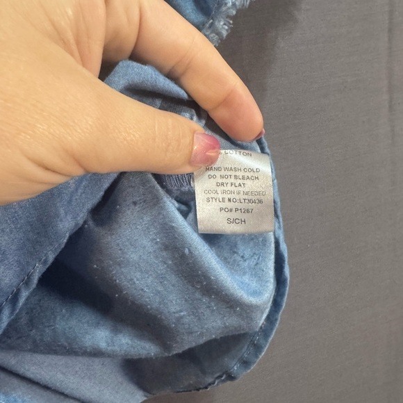 Denim Blue Ruffle Sleeve Blouse - Picture 3 of 5